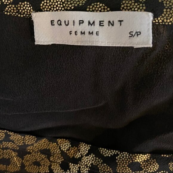 Equipment Gold Floral Silk Short Sleeve Blouse - Picture 6 of 7